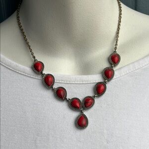Nine West Vintage America Red Teardrop Necklace